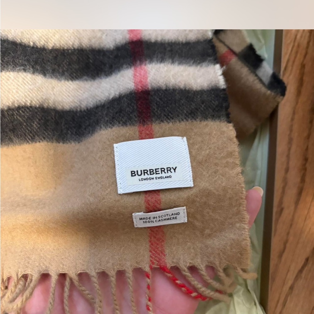 Burberry Tan and Black Cashmere Scarf